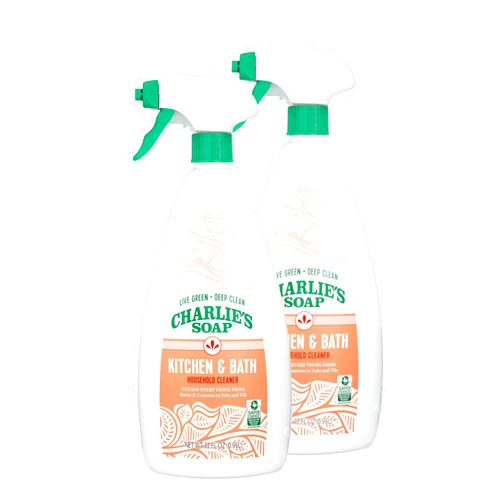 Charlie's Soap Kitchen & Bath Household Cleaner Spray (32 Fl. Oz., 2 Pack) Natural Kitchen and Bathroom Multi-Surface Cleaner – Non-Toxic and Biodegradable