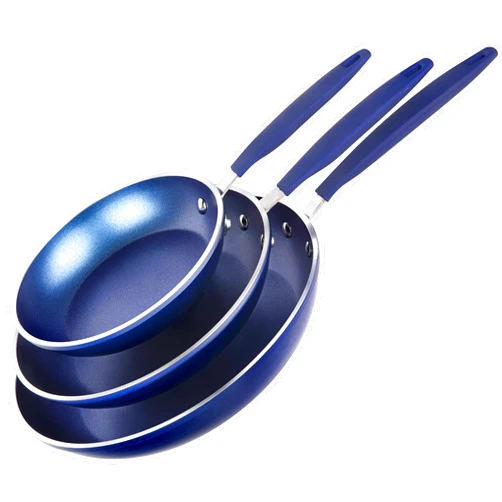 Granitestone 3 Pc Non Stick Frying Pans Set, Nonstick Frying Pans Nonstick 8/10 / 12 Inch Pan Skillets for Cooking with Stay Cool Handles, Induction Cookware, Dishwasher/Oven Safe, Non Toxic - Blue