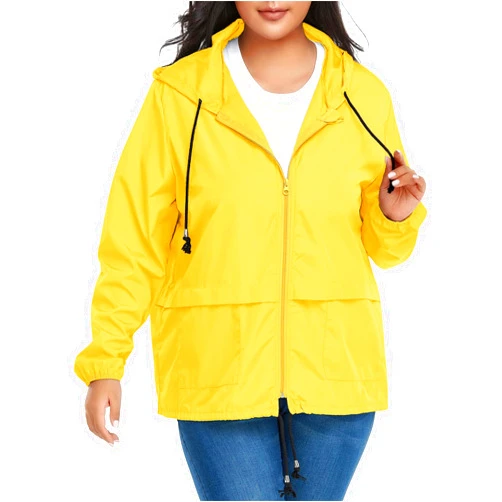 American Trends Women Plus Size Light RainCoat Jackets Packable Hooded Waterproof Windbreaker for Women