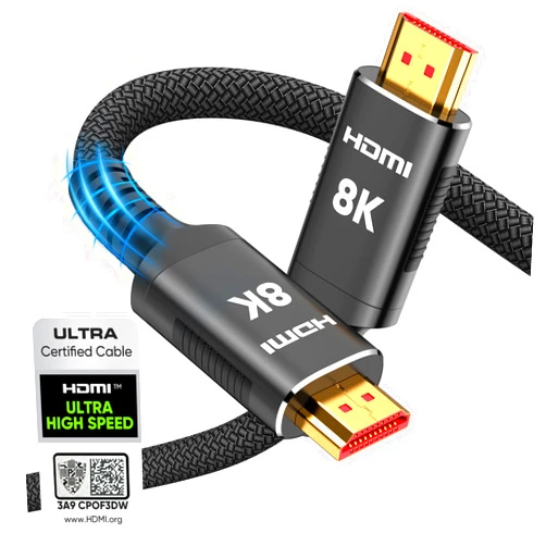 Snowkids 8K Certified HDMI 2.1 Cable 10 ft, 48Gbps Ultra High-Speed HDMI Cables Cord, 10K 8K@60Hz, 4K@120Hz Compatible for TV/Laptop/Monitor/PS5/Xbox/Projector/Entertainment/Sound System & More