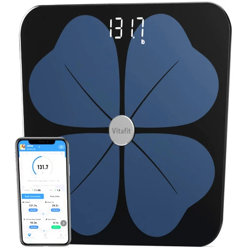 Vitafit Smart Body Fat Weight Scale for Body Composition Monitors, Weighing Professional Since 2001, Digital Wireless Bathroom Scale for BMI Fat Water Muscle with App,400lb, Black