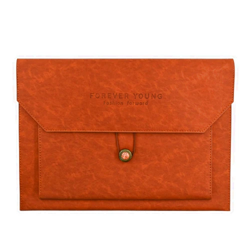 VANRA Expanding PU Leather File Folders Document Holder A4 Portfolio Filing Envelopes with 3 Pockets, Waterproof Leather Document Pouch Organizer with Elastic String and Copper Button Closure (Brown)