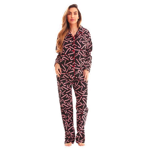 #followme Printed Flannel Button Front PJ Pant Set