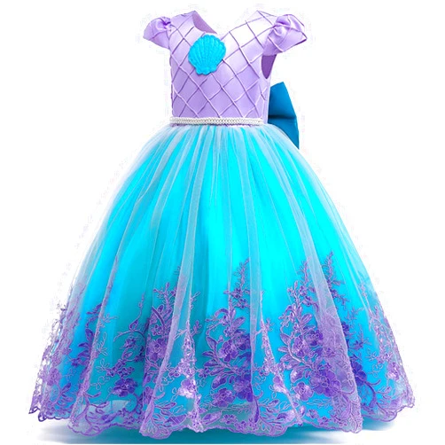PURFEEL Girls Mermaid Princess Dress Kids Mermaid Costume Dress up for Ariel 7-8Years
