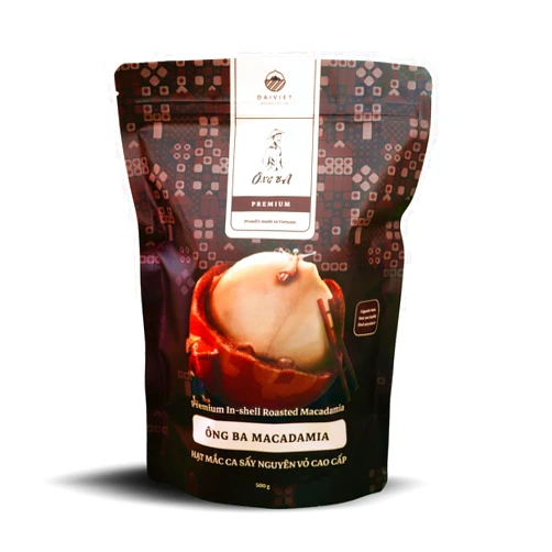 Ong Ba Premium Vietnamese Roasted Macadamia Nuts, Unsalted, In-shell | 500g | 17.6 oz |