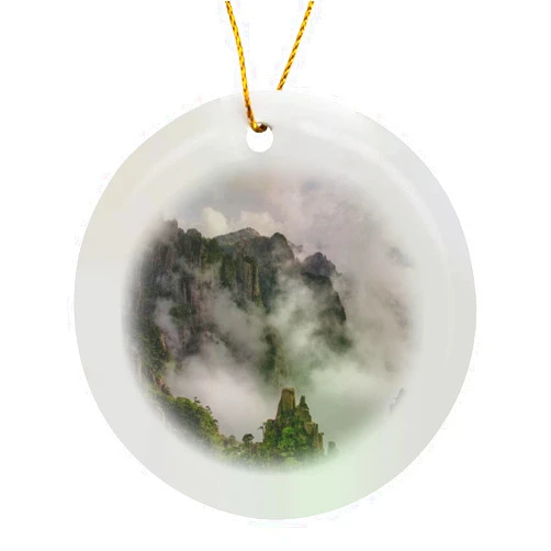 3dRose Circle Porcelain Ornament - Mist on Peaks and Valleys, Grand Canyon, Mt. Huang Shan -AS07 AJE0154 - Adam Jones Mountains