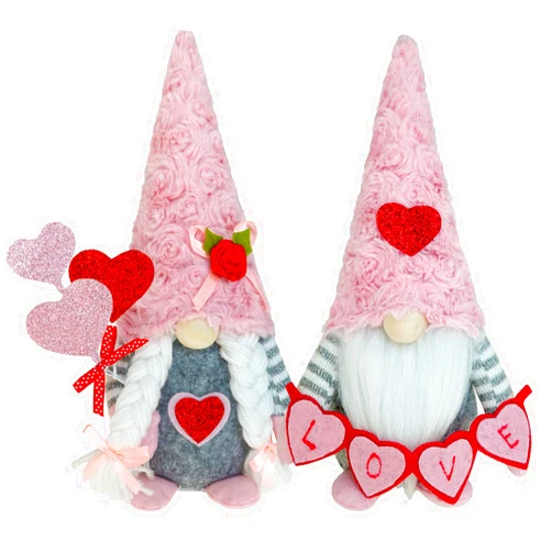 KnomeKo Valentine Gnomes Decorations for Home Valentines Day Tiered Tray Decor Pink Valentine Gnomes Plush Scandinavian Tomte Elf Holiday Gnomes Ornaments Valentines Day Gifts for Her
