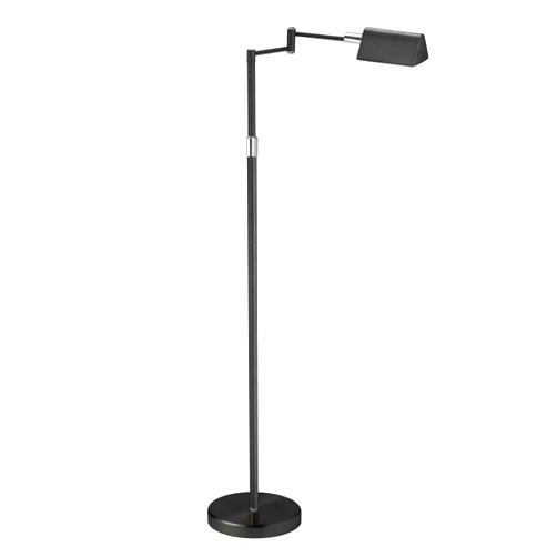 Dainolite 9257LEDF Adjustable LED Lamp Contemporary LED Floor Lamp with Adjustable Swing Arm for Living Room, Bedroom or Office - 3000K - 50.25'' - Black