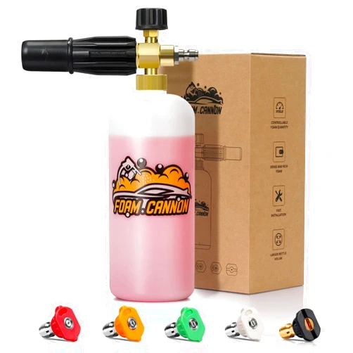 SOFIPE Foam Cannon Kit, 1L Bottle Snow Foam Cannon with 5 Pressure Washer Nozzle Tips, 1/4 Inch Quick Connector, Compatible with Gas Pressure Washers&Electric Pressure Washers