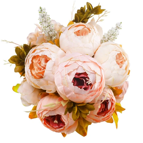 Luyue Vintage Artificial Peony Silk Flowers Bouquet Home Wedding Decoration -Light Pink