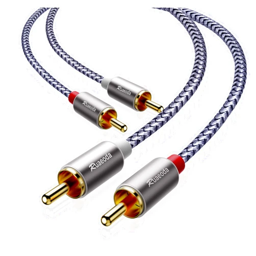 Ruaeoda 2RCA Cable 6 ft, 2RCA Male to 2RCA Male Stereo Audio Cables Shielded Braided 2RCA Stereo Cable for Home Theater, HDTV, Amplifiers, Hi-Fi Systems, Car Audio, Speakers