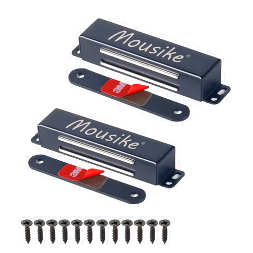 Mousike Magnetic Door Catch Heavy Duty 90lb Door Magnets with Strong Magnetic for Kitchen Cupboard Wardrobe Closet Cabinet Door Drawer Latch (Black 2 Pack)