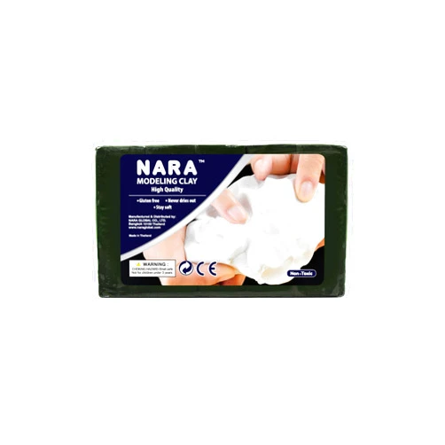 NARA Modeling Clay, 1 Color, 1 Block, 2270g (5 lbs.) (Dark Olive) - Non-Toxic, Plasticine Clay, Great for Beginners to Professional Artists, Non-Hardening, Perfect for Arts and Crafts Projects
