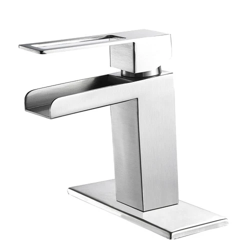 Gangang Bathroom Sink Faucet, Modern Single Handle Waterfall Bathroom Faucets for 1 or 3 Hole Bathroom Sink Deck Mount