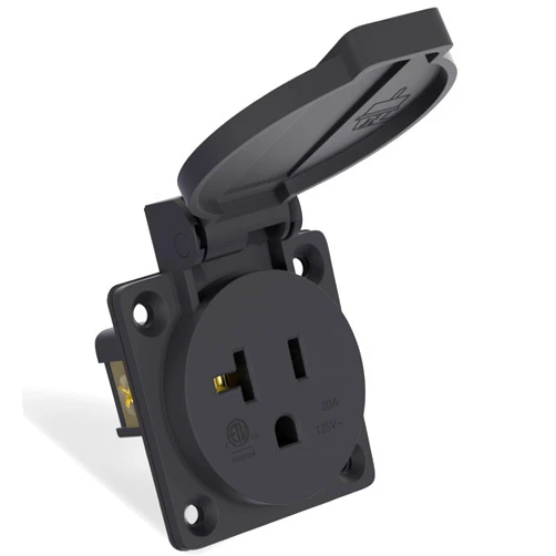 STARELO 20Amp Receptacle for Generator NEMA 5-20R Outlet with Cover,125 Volt 2 Pole 3 Wire,Weatherproof, Dustproof and Radiation Resistant Power Outlet for Outdoor Use, ETL Listed.