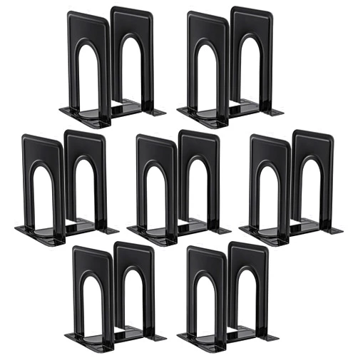 HappyHapi Book Ends Metal Bookends for Shelves,14 Pcs Book End to Hold Books Heavy Duty,Black Non-Skid Bookend,Book Holder Stopper for Shelf Office Home,6.5 x 5.7 x 4.9(7 Pairs, Large)