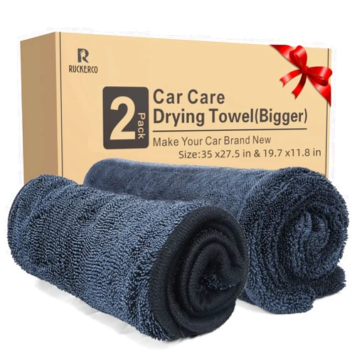 R RUCKERCO Microfiber Towels for Cars 2-Pack, 1300 GSM Ultra-Soft Microfiber, 35