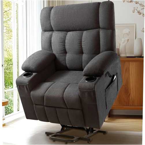 Jocisland Large Power Lift Recliner Chairs for Adults, Lazy Boy Reclining Chair for Elderly, Electric Recliner Sofa with Cupholder, Remote Control, Side Pockets for Bedroom Living Room (Dark Gray)