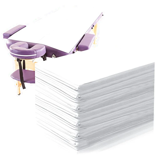 Tatuo 50 Pieces 31 x 70 Inches Disposable Bed Sheets Waterproof Bed Cover Massage Table Sheet Non-woven Fabric for Spa, Beauty Salon, Hotels (White)