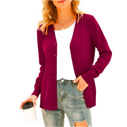 VIISHOW Women's V Neck Button Down Knitwear Long Sleeve Soft Basic Knit Cardigan Sweater