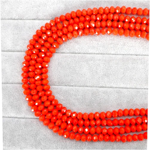 CrzBeadss 350Pcs Briolette Glass Beads for Jewelry Making, 6mm Faceted OrangeRed Glass Crystal Beads for Bracelets Making, Rondelle Glass Beads Bulk for Crafts Wine Charms Wind Chimes Suncatchers