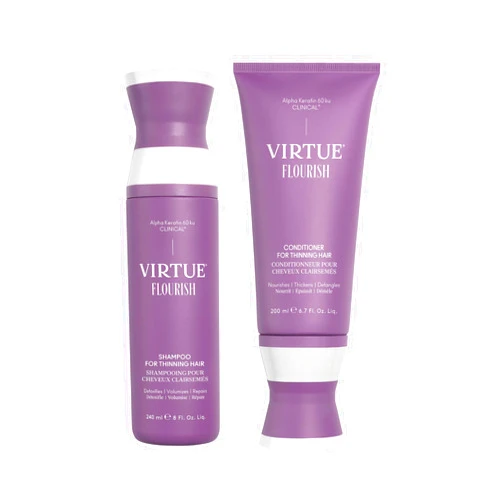 Virtue Flourish Shampoo and Conditioner Set for Fine or Thinning Hair, Sulfate Free Hair Growth Product
