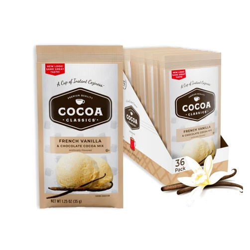 Cocoa Classics French Vanilla Cocoa Mix | Made with Nonfat Milk | Just Add Hot Water | Make Hot or Iced Cocoa | Gluten Free & Kosher Dairy Friendly | 1.25oz Packets (Pack of 36)
