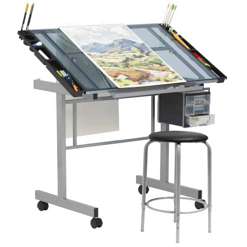 SD Studio Designs Studio Designs 2 Piece Vision Modern Metal Hobby, Craft, Drawing, Drafting Table, Mobile Desk with 40.75