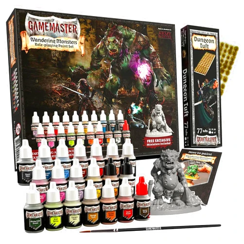 The Army Painter Wandering Monsters DnD Acrylic Paint Set with 20 Warpaints, Bonus Item - Acrylic Paints for Plastic Models and Miniatures, 20 Acrylic Warpaints, Quickshade Washes, Metallic and Effect Paints