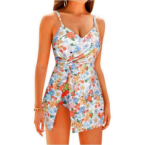 GRACE KARIN Women's One Piece Swimsuits V Neck Tummy Control Bathing Suit Vacation Beachwear Swimdress