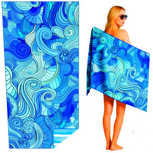 Puomue Microfiber Lightweight Beach Towel, 71 Inch X 32 Inch, Ultra Portable, Sand Free, Quick Dry, Thin and Large Size Towel for Travel, Camping, Swimming