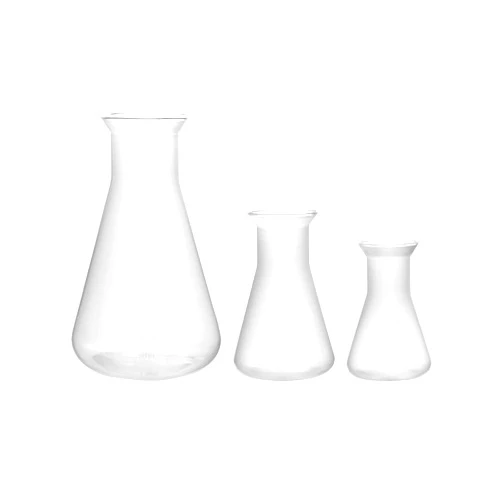 QWORK Erlenmeyer Flask, 3 Pack Clear Scale Plastic Conical Flask for Laboratory School Educational Learning Standard Capacity 50ml+100ml+500ml