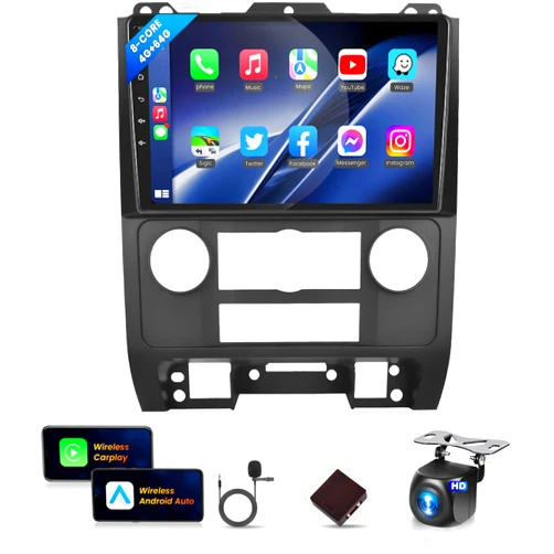 Podofo 5GhzWiFi 8Core 4G 64G for Ford Escape/Ford Kuga/Mazda Tribute 2007-2012 Car Stereo Radio with Wireless CarPlay Android Auto/9