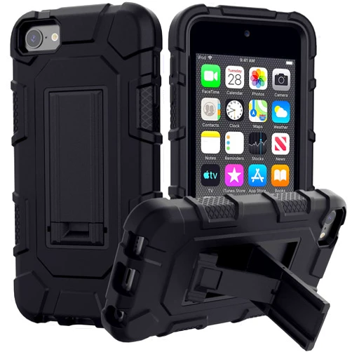 ZoneFoker iPod Touch 7th / 6th / 5th Generation Case Heavy Duty Shockproof Rugged Cover for Apple iPod Touch 7/6/5 Generation Case Black