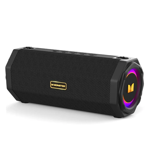 Monster Speaker S200 Wireless Portable Bluetooth Speaker, 24H Playtime, IPX6 Waterproof, 50W Stereo Sound, Bluetooth 5.4, Dual Bass Speakers, Perfect for Home, Parties, and Travel.Black