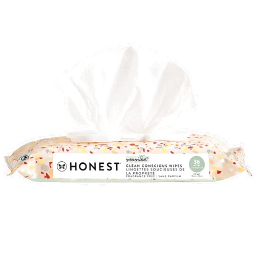 The Honest Company Clean Conscious Multi-Use Wipes | Hypoallergenic + Unscented for Sensitive Skin | Over 99% Water, Compostable, Plant Based, Baby Wipes | Terrazzo, 36 Count