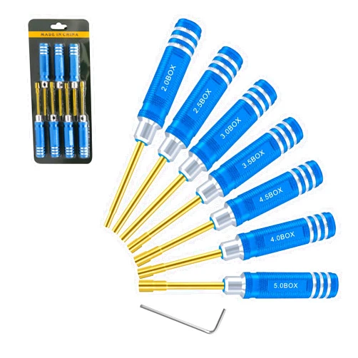 Craznick Hex Nut Screwdriver Set 2.0mm 2.5mm 3.0mm 3.5mm 4.0mm 4.5mm 5.0mm Hexagonal Head Nut Driver for Axial SCX24 Wheel Fixing 7PCS Screwdrivers for RC Models Car Boat Helicopter