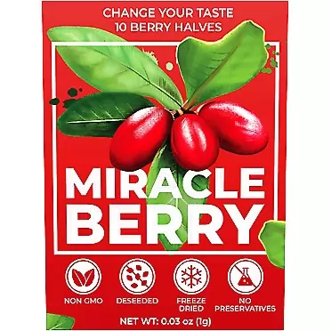 Miracle Berry LLC Miracle Berries, 20 Berry Halves, Grown in the USA by Miracle Berry and Magic Berry Farms, Naturally Sweetens Sour Food, 100% Freeze-dried Premium Miracle Fruits, No Preservatives