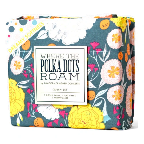 Where The Polka Dots Roam Dark Floral Bedsheets King Size, Super Soft Wrinkle Resistant Bedding Set for Boho Room Décor, Premium Floral White King Bed Sheets for Girls, Teens and Master Bedrooms