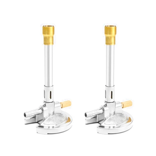 QWORK Lab Bunsen Burner with Flame Stabilizer and Gas Control for Efficient Lab Heating with Propane & Natural Gas - Pack of 2