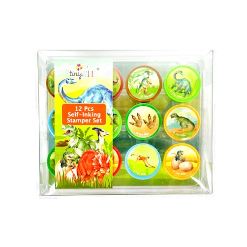 TINYMILLS 12 Pcs Jurassic Dinosaur Stamp Kit for Kids - Jurassic Dinosaur Stamper Set Gift Party Favors