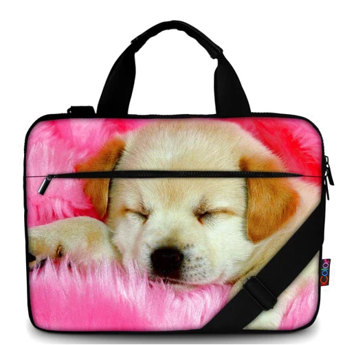 ICOLOR 15 15.4 15.6 Inch Canvas Laptop Shoulder Bag Sleeve Carrying Briefcase - Sleepy Dog