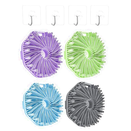 Seodon Silicone Body Scrubber,2025 New Scrubbies for Body,Premium Soft Silicone Body Scrubber Shower Bath Brush,Scrubbies The Sud Bud,for All Skin Types (Medium, Count, 4)