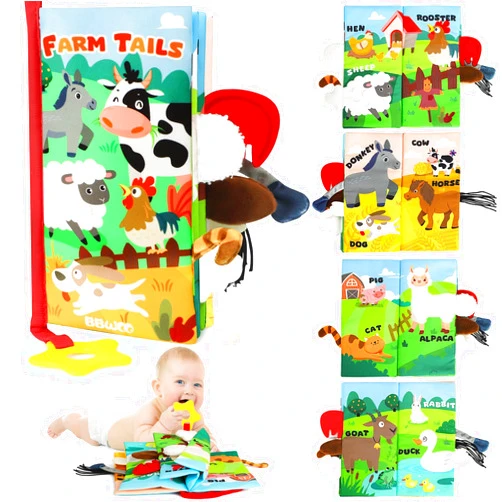 BBWOO Baby Books 0-6 Months - Baby Boys Girls Shower Gifts - Tummy Time Baby Toys 0-6 6-12 Months - Crinkle Cloth Book - Infant Toys - Newborn Books - Touch and Feel Baby Books - Soft Stroller Toys