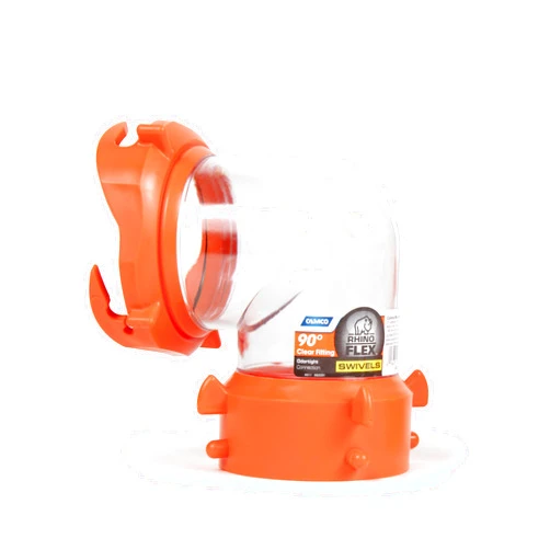 Camco 39857 RhinoFLEX Clear 90 Degree Sewer Hose Swivel Fitting