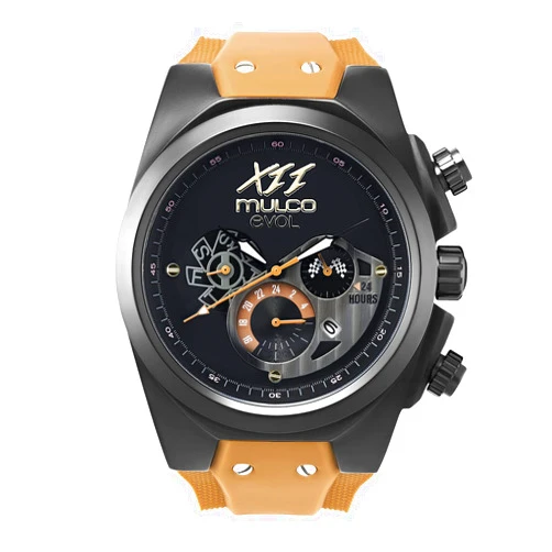 MULCO Watches for Men - Evol, Stainless Steel Case with Wrist Silicone Band, Quartz Multifunctional Movement, Large Face Premium Analog Display, 100m Water Resistant - Waterproof