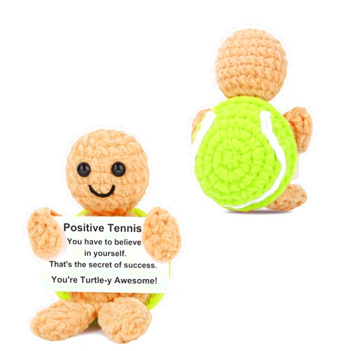 JoycuFF Graduation Gifts Mini Funny Crochet Tennis Gift-Positive Emotional Support Graduation Gifts for Players, Fans - Handmade Crochet Turtle Tennis Stuff