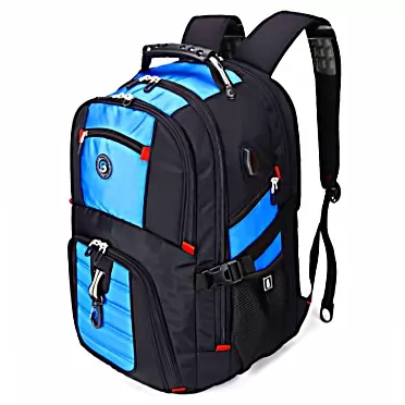 SHRRADOO Extra Large 50L Travel Laptop Backpack with USB Charging Port Fit 17 Inch Laptops for Men Women Blue