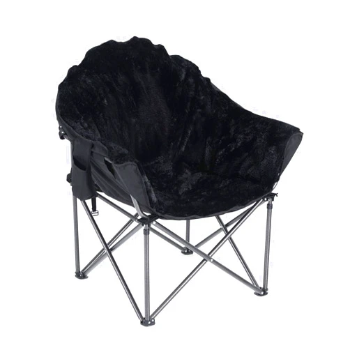 ALPHA CAMP Plush Moon Saucer Chair with Carry Bag - Supports 350 LBS, Black