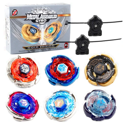AIBREAY Gyros 6 Pieces Pack, Battling Tops Metal Fusion Starter Set with Stickers Two Launchers Gift Idea Toys for Boys Kids Children Age 6+…